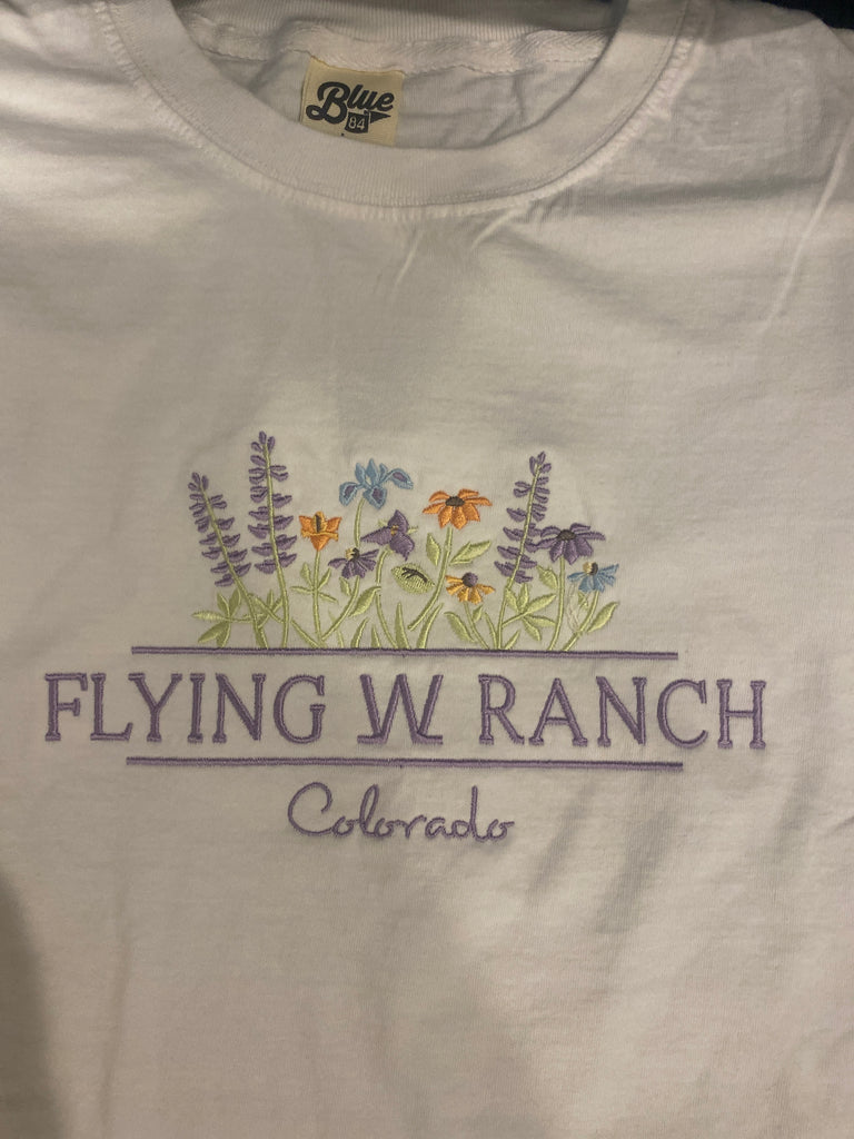 Short Sleeve Embroidered Flowers T-shirt