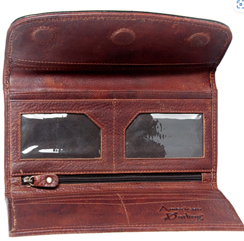 Genuine Leather Clutch w/ Teepee Artwork