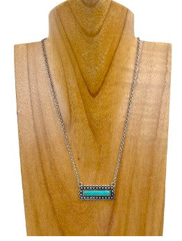 Blue Turquoise Stone Bar Necklace