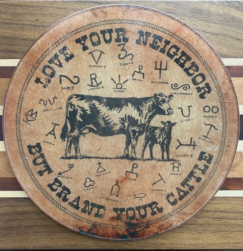 Small Round Glass Cutting Board/Charcuterie/Trivet (8")