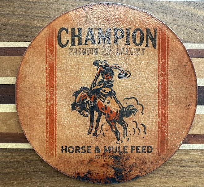 Small Round Glass Cutting Board/Charcuterie/Trivet (8")