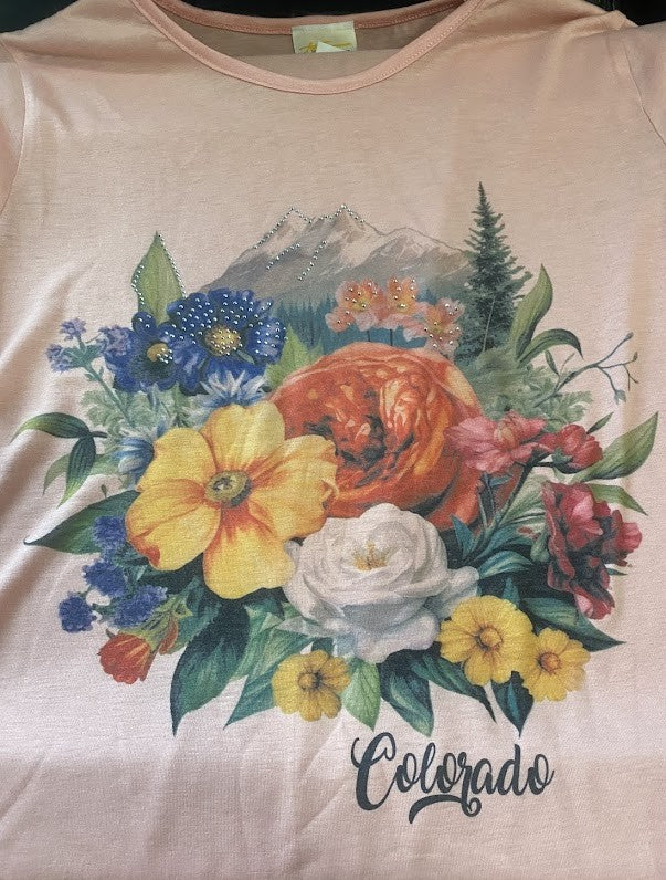 Short Sleeve Soft Ladies Fit T-Shirts w/ Decorative Rhinestones