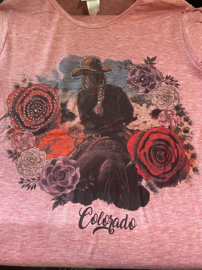 Short Sleeve Soft Ladies Fit T-Shirts w/ Decorative Rhinestones