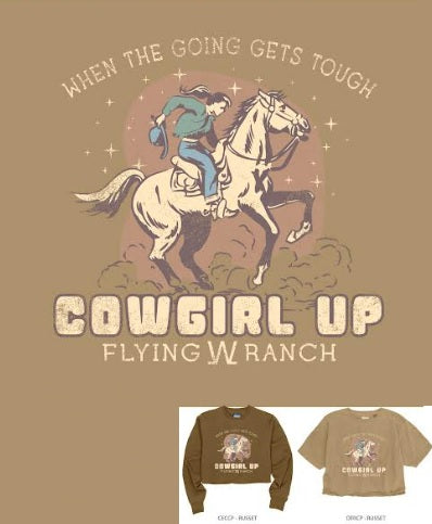 Crewneck Brown Cowgirl Up Cropped Sweatshirt