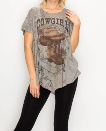 Origami Cowgirl Top with 3/4 Sleeve
