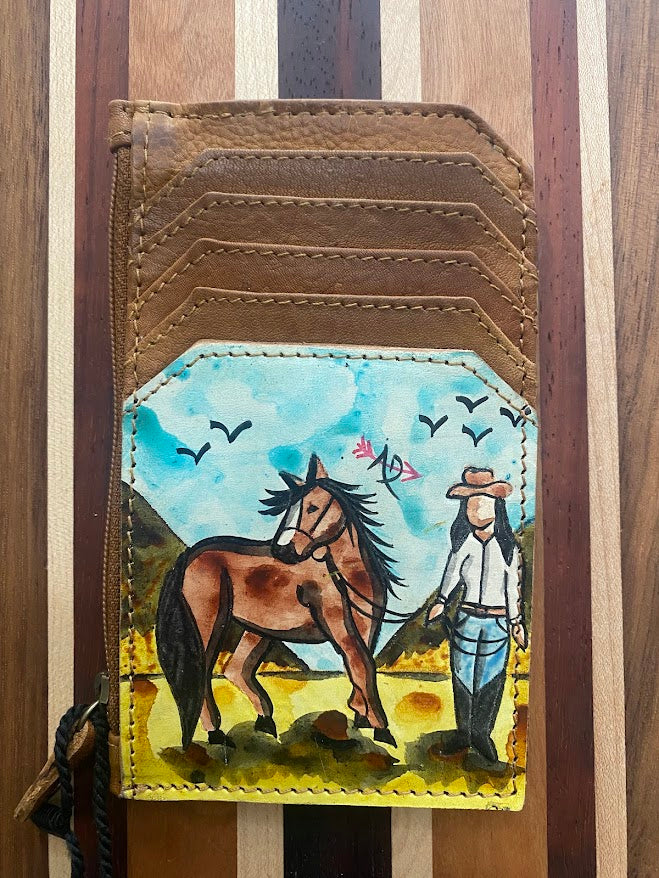 Genuine Leather Western Card Holder
