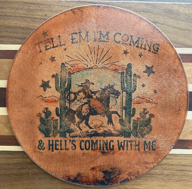 Small Round Glass Cutting Board/Charcuterie/Trivet (8")