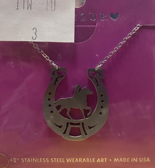 Necklace w/ Horse in Horseshoe