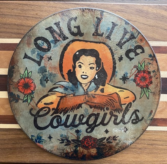 Small Round Glass Cutting Board/Charcuterie/Trivet (8")