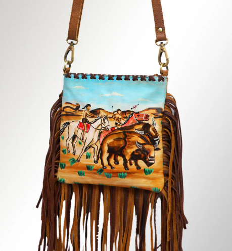 Genuine Leather Western Bag with Fringes