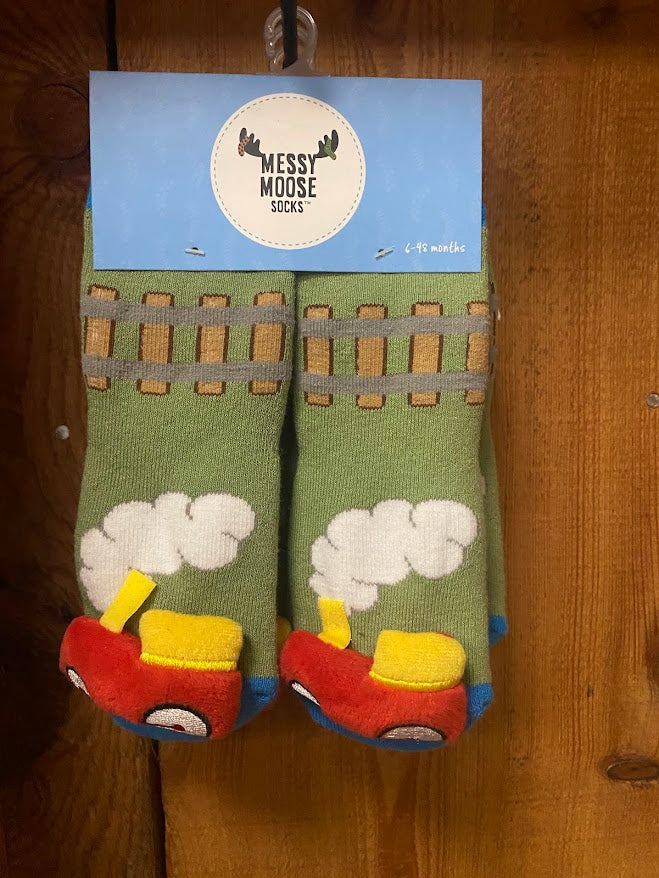 Messy Moose Kids Train Socks