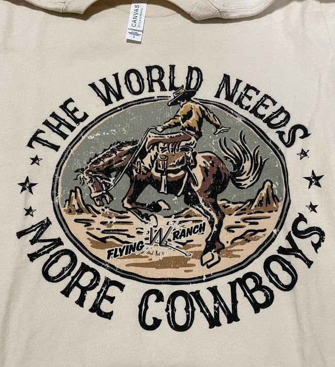 Short Sleeve Beige The World Needs More Cowboys T-Shirt