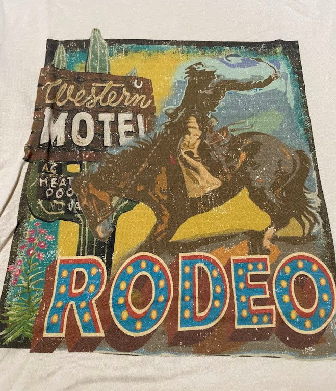Short Sleeve Ivory Rodeo Western Motel T-Shirt