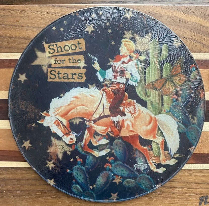 Small Round Glass Cutting Board/Charcuterie/Trivet (8")
