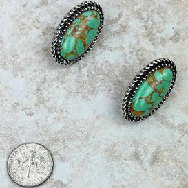 Stone Oval Post Earrings