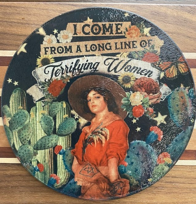 Small Round Glass Cutting Board/Charcuterie/Trivet (8")