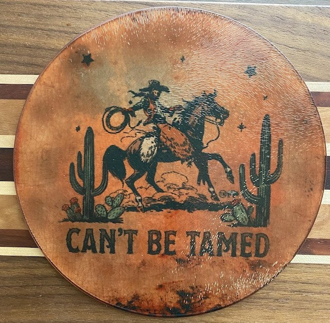 Small Round Glass Cutting Board/Charcuterie/Trivet (8")