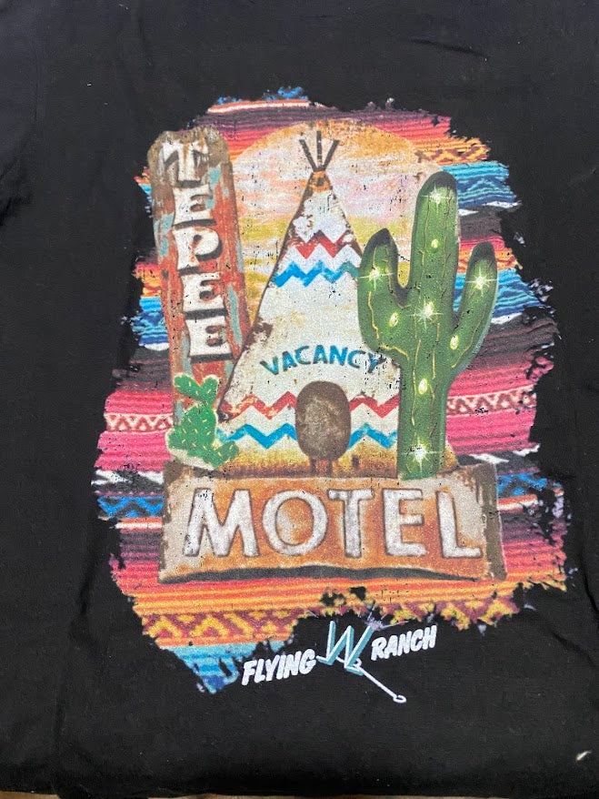 Short Sleeve Black Tepee Motel T-Shirt