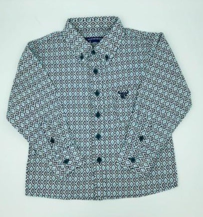 Navy Diamond Cowboy Shirt -Youth