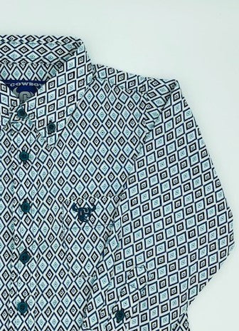 Navy Diamond Cowboy Shirt -Youth