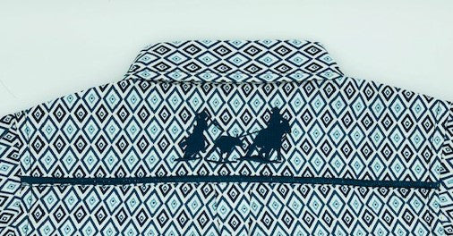 Navy Diamond Cowboy Shirt -Youth