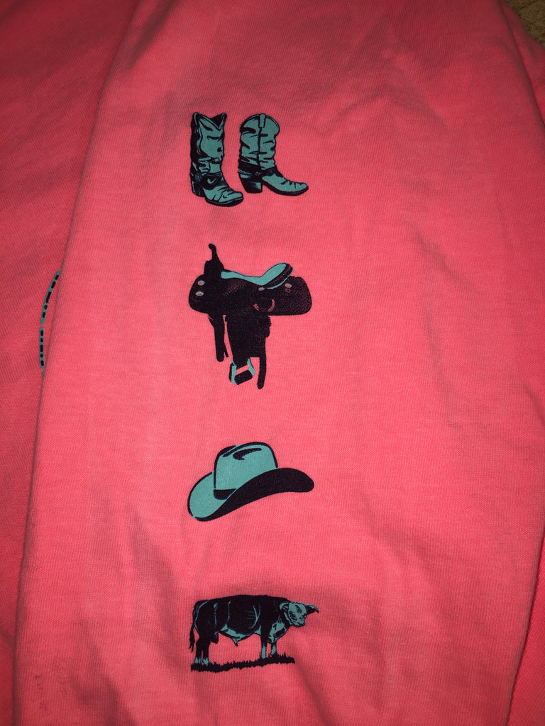 Long Sleeve Chuckwagon Neon Coral T-Shirt